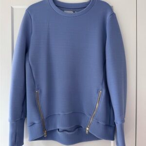 Addison Bay Light Blue Ribbed Top Periwinkle w gold zippers Tuckernuck Small S